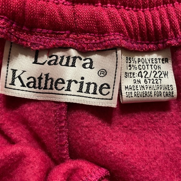 Laura Katherine Loungewear Red Sweat Pants 42 / 22W - Picture 2 of 4